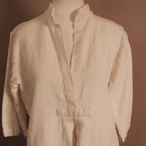 RARE Sara Ruffin Costello Dharma 3/4 Sleeve Linen Tunic sz 4